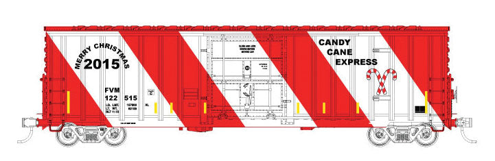 Soo Line 50' 7-Post Plug-Door Boxcar - Ready to Run -- 2015 Fox Valley Models Christmas Car #122515 (red, white, Candy Cane Express