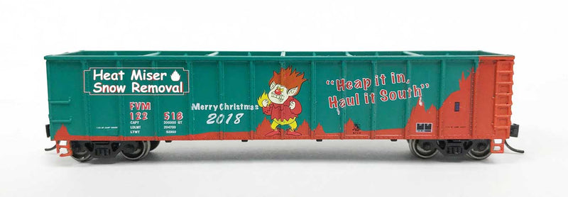 Pullman-Standard Coal Gondola - Ready to Run -- 2018 Christmas Car Heat Miser (green, orange)