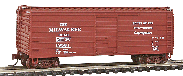 Milwaukee Road Long Rib Boxcar -- Milwaukee Road (Electrified Olympian, Wood Roof Walk)