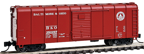 B&O Class M-53 Wagontop Boxcar w/Youngstown Doors - Ready to Run -- Baltimore & Ohio #380187 (1946-55 Postwar Scheme, Boxcar Red, 13 States Logo