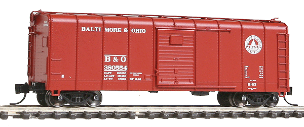 B&O Class M-53 Wagontop Boxcar w/Youngstown Doors - Ready to Run -- Baltimore & Ohio #380554 (1946-55 Postwar Scheme, Boxcar Red, 13 States Logo