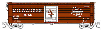 Milwaukee Road 50' Single-Door Rib-Side Boxcar - Ready to Run -- Milwaukee Road #54381 (Boxcar Red, white Door, DF Markings)