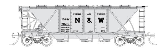 PRR Class H30 3-Bay Covered Hopper - Ready to Run -- Norfolk & Western #70217 (gray, black, Block N&W)