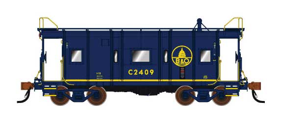 B&O I-12 Wagontop Bay Window Caboose - Ready to Run -- Baltimore & Ohio C-2422 (1970-71 blue, yellow, Capitol Logo)