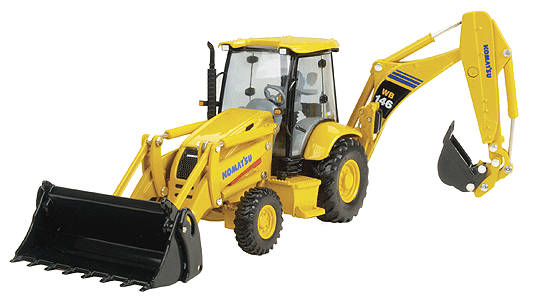 Komatsu WB-146 Backhoe w/Attachments - Assembled -- Yellow, Black