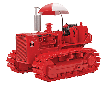Construction Equipment - International Harvester (Die Cast Metal) -- TD-15 Crawler w/Hitch & Umbrella (red)