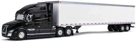 Volvo VNL 760 Sleeper Cab with 53' Trailer - Assembled -- Metallic Smoky Mountain Black, White