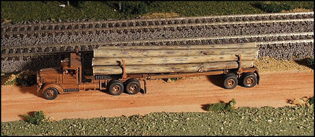 American Truck - (Unpainted Metal Kit) -- 1941 344 Tractor w/Logging Trailer