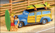 Woody Station Wagon w/Surfboards & Surfers - Kit -- Unpainted