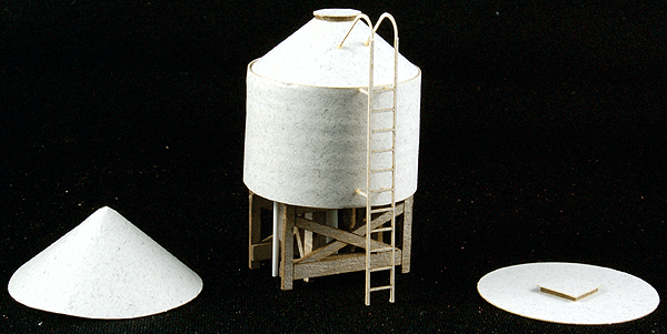 The Cube Modular System Component - Kit (Laser-Cut Architectural Card) -- Rooftop Water Tank w/Support & 3 Top Styles