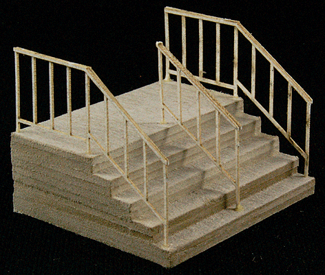 The Cube Modular System Component - Kit (Laser-Cut Architectural Card) -- Double-Wide Stairs w/Railings pkg(2)