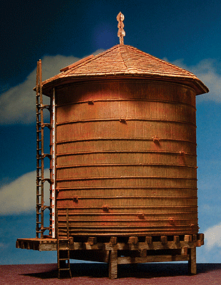 Water Tank 20,000 Gallon Rooftop Style - Kit (Laser-Cut Wood) -- 2-5/8 x 3 x 4-1/8"