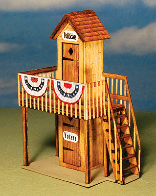 2-Story PC Outhouse - Kit (Laser-Cut Wood) -- Includes Signage 1-5/8 x 15/16 x 2-1/4"