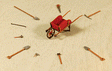 Wheelbarrow & Tool Set - Kit (Laser-Cut Wood) -- Wheelbarrow, 3 Shovels, 2 Hammers, Pry Bar, Pick, Saw, Sledge Hammer