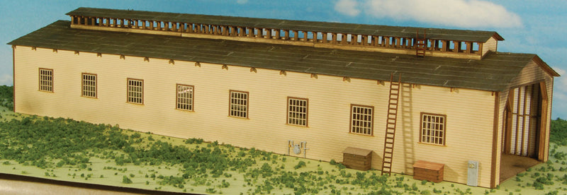 2-Stall Enginehouse -- Laser-Cut Matboard Kit - 5-3/8 x 19-3/8 x 4"  13.7 x 49.2 x 10.2cm-1