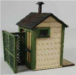 2-Stall Privy -- Laser-Cut Kit - 1-1/4 x 1-11/16 x 1-11/16"  3.2 x 4.3 x 4.3cm