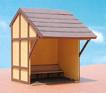 Pennsylvania Railroad Passenger Shelter Circa 1911 - Kit (Laser-Cut Wood) -- 2-1/4 x 2-15/16 x 2-7/8"