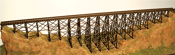 Wood Trestle - Kit (Laser-Cut Wood) -- 14-5/8 x 3-1/16 x 3"  37.1 x 7.8 x 7.6cm (Includes Underframing Below Bents