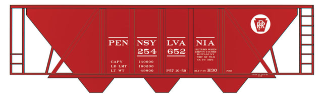 Railroad Decal Set -- Pennsylvania Railroad H-30 Covered Hopper (Tuscan Car w/Circle Keystone)