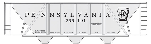 Railroad Decal Set 6-Pack -- Pennsylvania Railroad Class H-30 Hopper Gray w/Roman Lettering