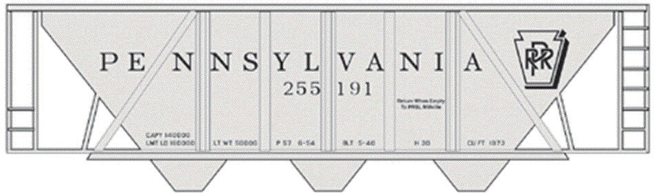 Railroad Decal Set -- Pennsylvania Railroad Class H-30 Hopper Gray w/Roman Lettering