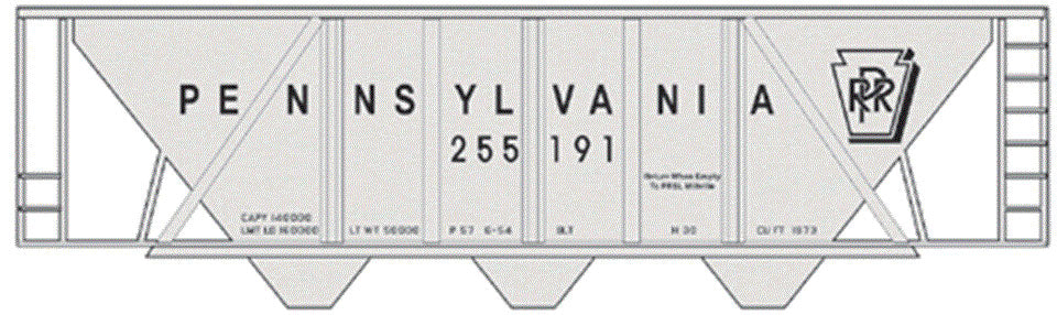 Railroad Decal Set 6 Pack -- Pennsylvania Railroad H-30 Covered Hopper (gray Car w/Shadow Keystone, Gothi