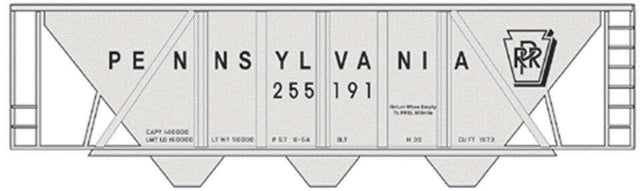 Railroad Decal Set 6 Pack -- Pennsylvania Railroad H-30 Covered Hopper (gray Car w/Shadow Keystone, Gothi