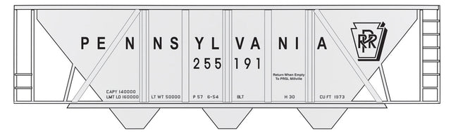 Railroad Decal Set -- Pennsylvania Railroad H-30 Covered Hopper (gray Car w/Shadow Keystone, Gothi