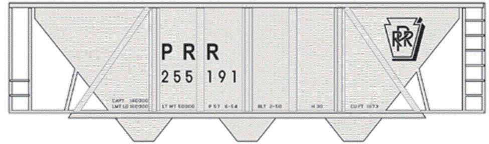 Railroad Decal Set 6 Pack -- Pennsylvania Railroad H-30 Hopper (gray, Shadow Keystone, Gothic Rep Marks O