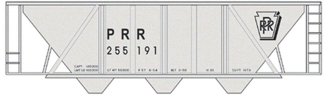 Railroad Decal Set 6 Pack -- Pennsylvania Railroad H-30 Hopper (gray, Shadow Keystone, Gothic Rep Marks O