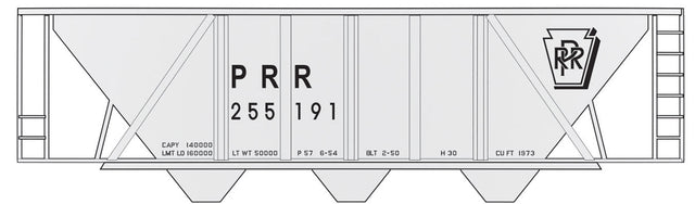 Railroad Decal Set -- Pennsylvania Railroad H-30 Hopper (gray, Shadow Keystone, Gothic Rep Marks O