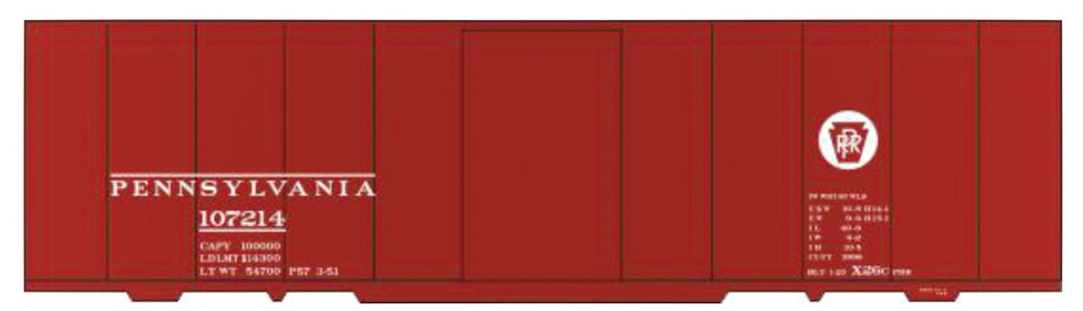 Railroad Decal Set -- Pennsylvania Railroad X-26C Boxcar (Tuscan Car, Circle Keystone)