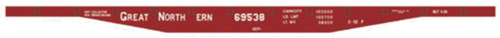 Railroad Decal Set 6 Pack -- Great Northern 43' 69500 Series Flatcar