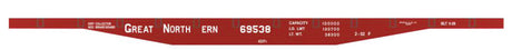 Railroad Decal Set 6-Pack -- Great Northern 43' 69500 Series Flatcar