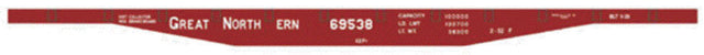 Railroad Decal Set -- Great Northern 43' 69500 Series Flatcar
