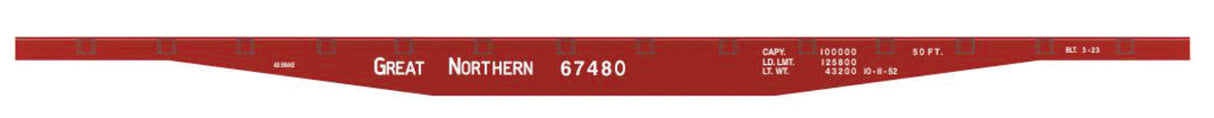 Railroad Decal Set -- Great Northern 50' 67000 Series Flatcar