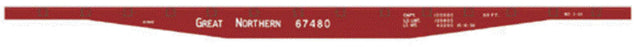 Railroad Decal Set -- Great Northern 50' 67000 Series Flatcar