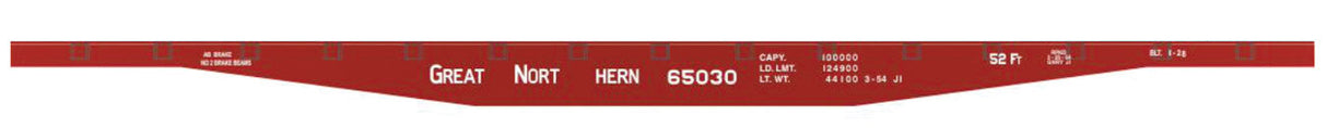 Railroad Decal Set -- Great Northern 53'6" 65000 Series Flatcar