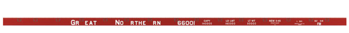 Railroad Decal Set -- Great Northern 52' 66000 Series Flatcar