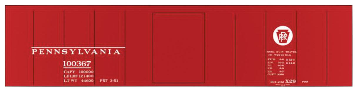 Railroad Decal Set 6-Pack -- Pennsylvania Railroad Class X-29 Boxcar