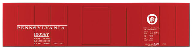 Railroad Decal Set -- Pennsylvania Railroad X-29 Boxcar (Tuscan Car, Circle Keystone)