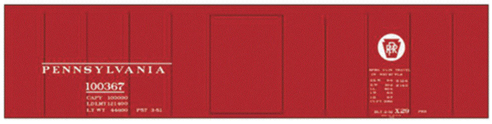 Railroad Decal Set -- Pennsylvania Railroad Class X-29 Boxcar