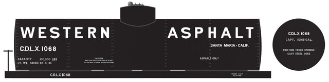 Railroad Decal Set -- Western Asphalt 10,000-Gallon Tank Car
