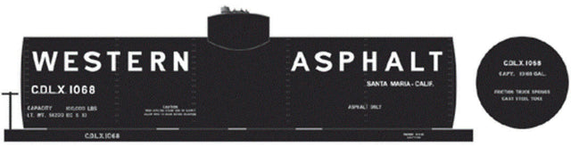 Railroad Decal Set -- Western Asphalt 10,000-Gallon Tank Car