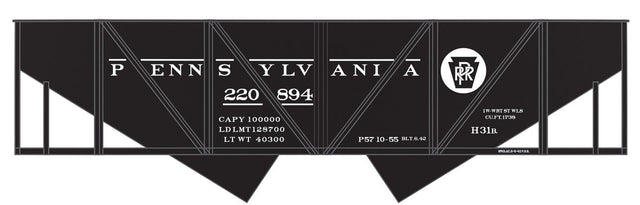 Railroad Decal Set 6-Pack -- Pennsylvania Railroad Class H-31B Covered Hopper