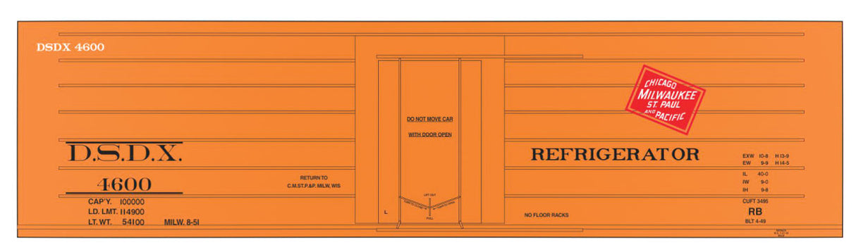 Railroad Decal Set 6-Pack -- Milwaukee Road/DSDX Ribbed-Side Reefers