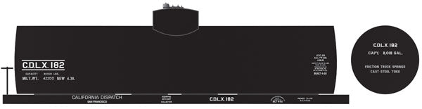 Railroad Decal Set 6-Pack -- CDLX 8,000-Gallon Tank Car
