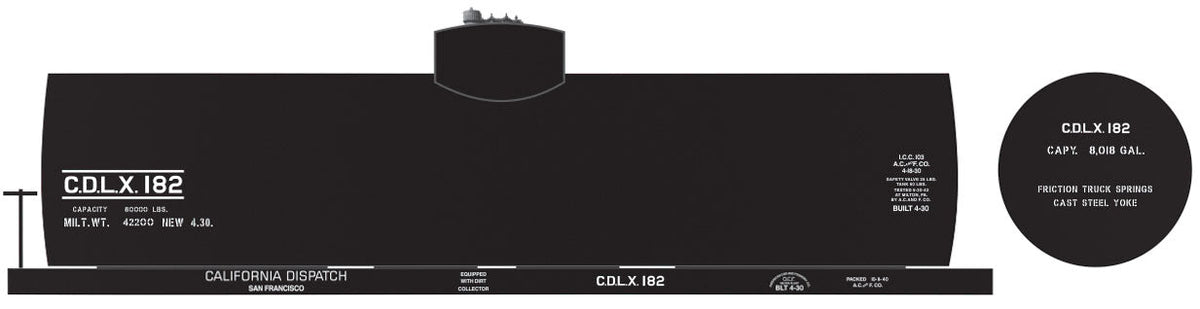 Railroad Decal Set -- CDLX 8,000-Gallon Tank Car