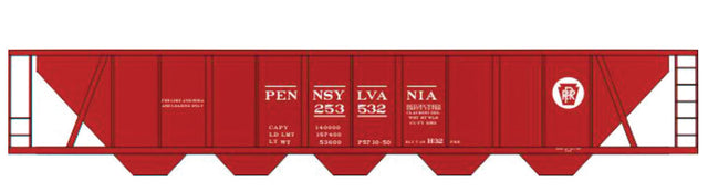 Railroad Decal Set -- Pennsylvania Railroad H32 Covered Hopper (Tuscan Car w/Circle Keystone)