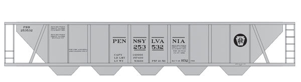 Railroad Decal Set 6-Pack -- Pennsylvania Railroad H32 Covered Hopper (gray Car w/Circle Keystone)